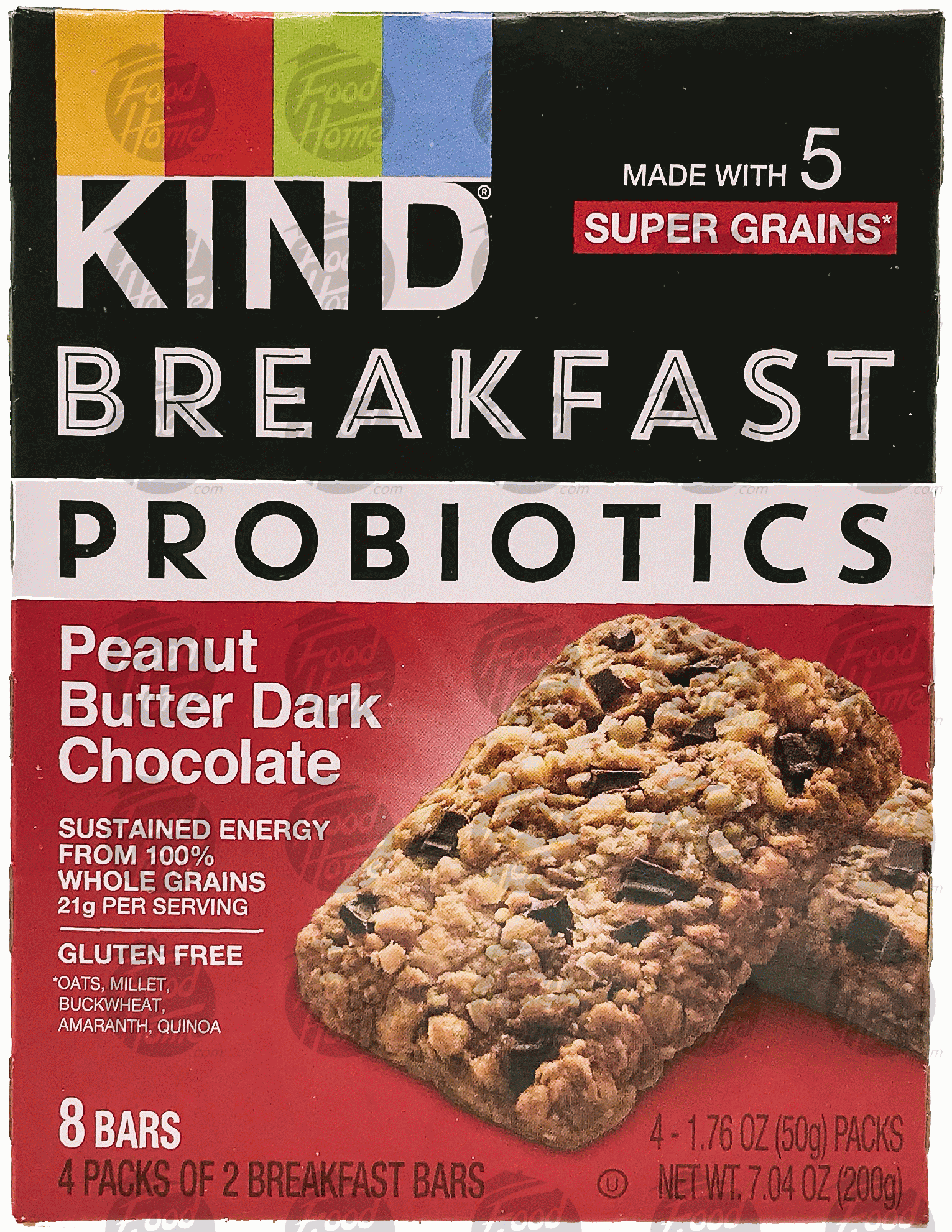 Kind Breakfast Probiotics peanut butter dark chocolate granola bars, 8 pk., box Full-Size Picture